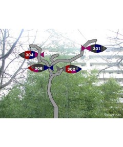 철이야기 물고기 아파트 단지 안내판 - 넝쿨나무 물고기 금속 조형물