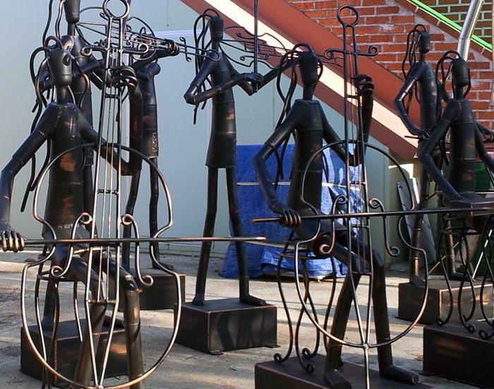 Orchestra Playing Instruments - Steel, Stainless Steel Metal Sculptures · Performer Sculptures