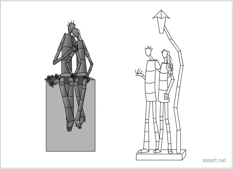 Lovers 2 - Couple Symbolic Sculpture · Metal Outdoor Sculpture